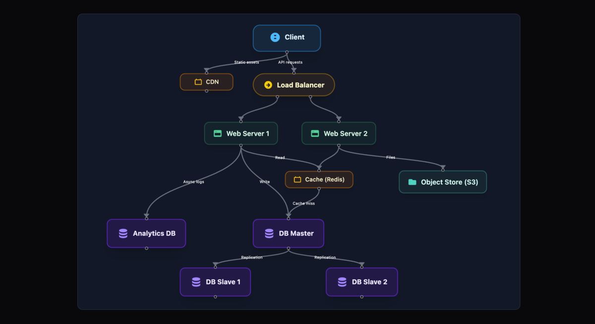 Distributed system architecture diagram showing URL shortener components